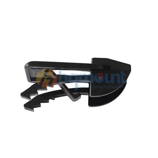 Solar panel snow removal clip attached to aluminum frame