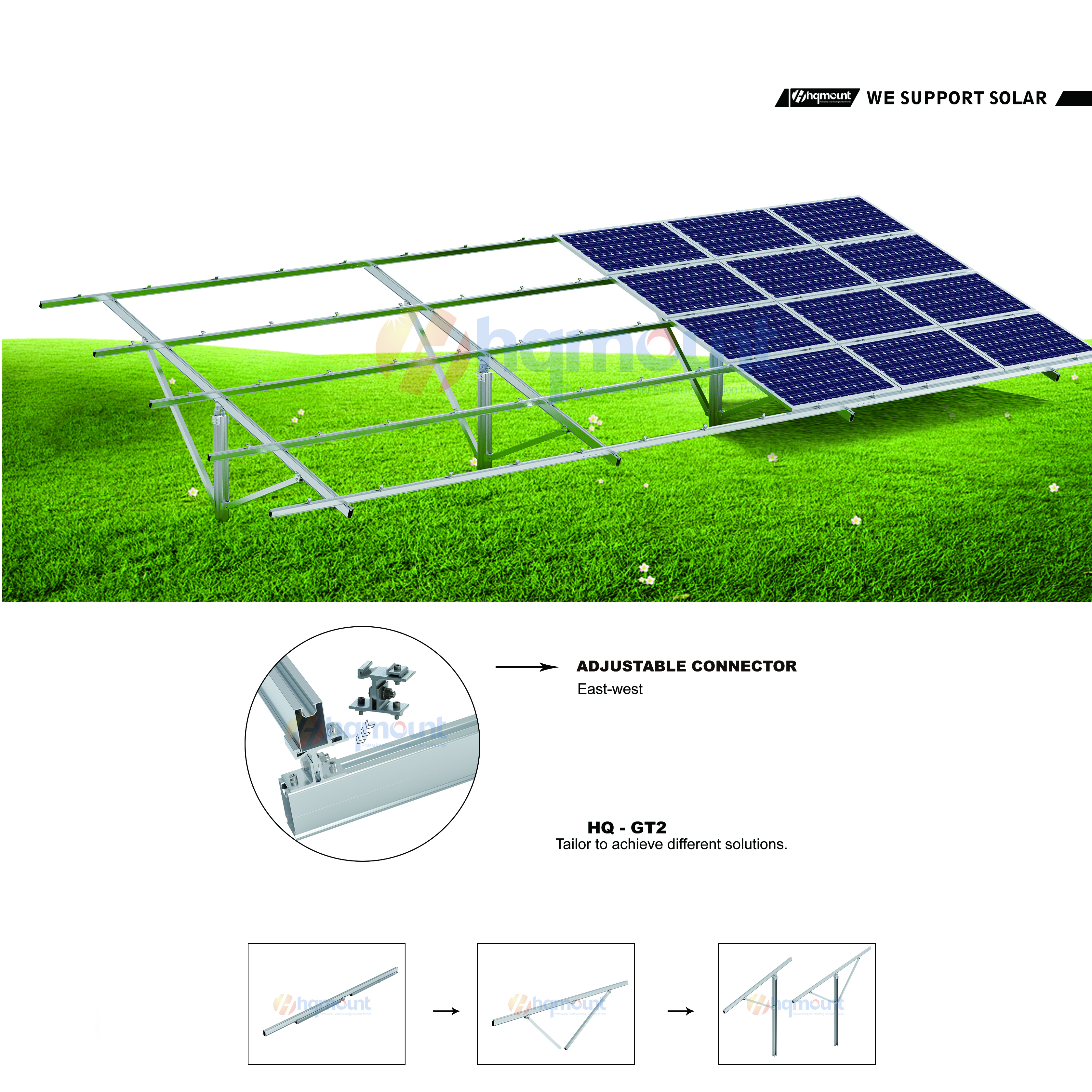 Jednopalowy stojak solarny HQ Mount do trudnego terenu